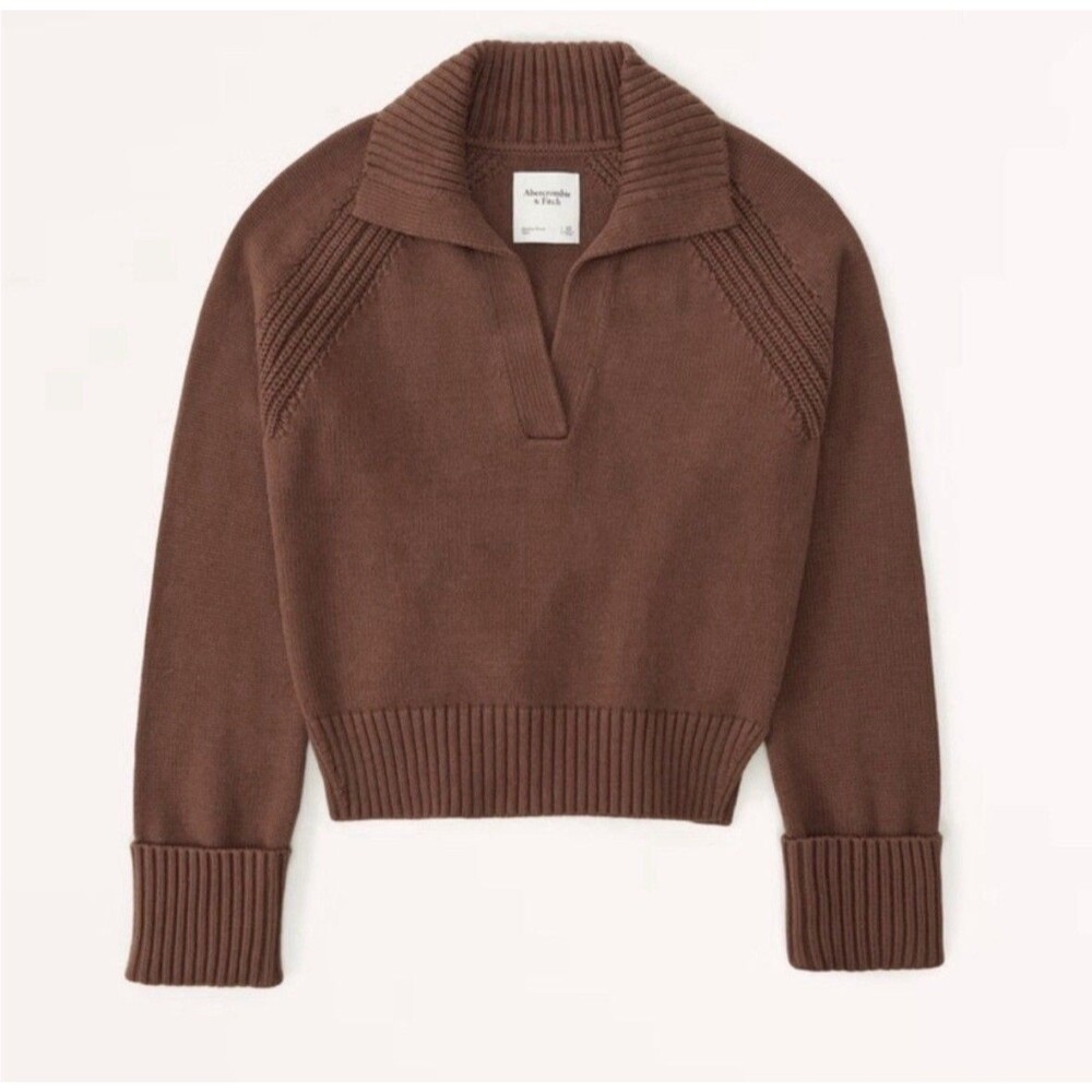 Abercrombie & Fitch Women’s Notch Neck Sweater Brown Collared- Size XS